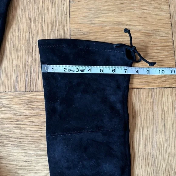 Stuart Weitzman Tieland Boots Black Suede Over The Knee Size 39 Heel - Picture 13 of 16